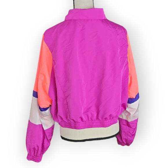 Fashion Nova Magenta Multi Colorblock Crop Pullover Windbreaker Jacket Size 1X - Picture 6 of 10